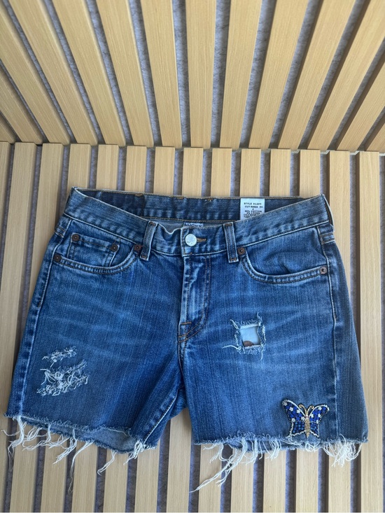 Lucky Brand Pants - Lucky Brand Blue Distressed Denim Shorts with Butterfly Patch
